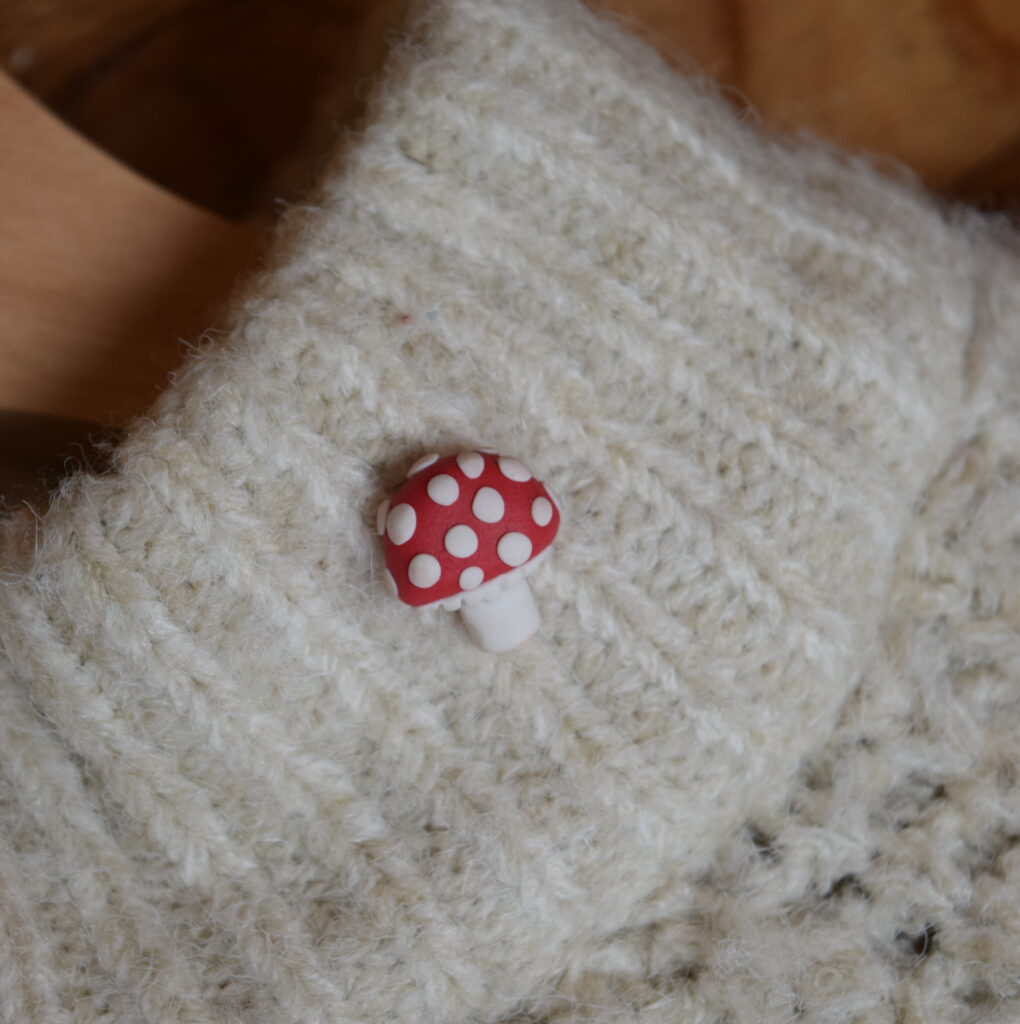 Polymer Clay Mushroom Pin